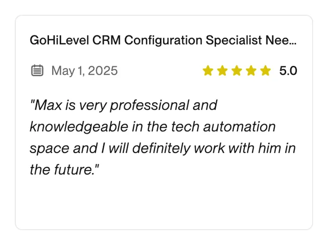 Upwork review from an Upwork client