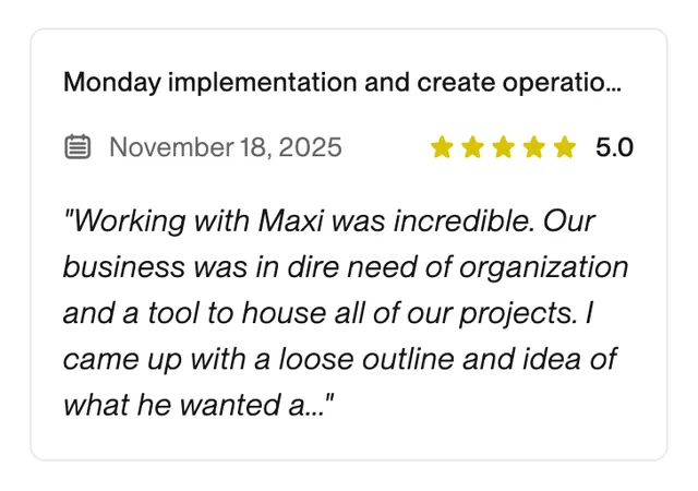 Upwork review from an Upwork client