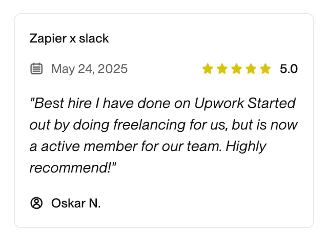 Upwork review from Oskar N.
