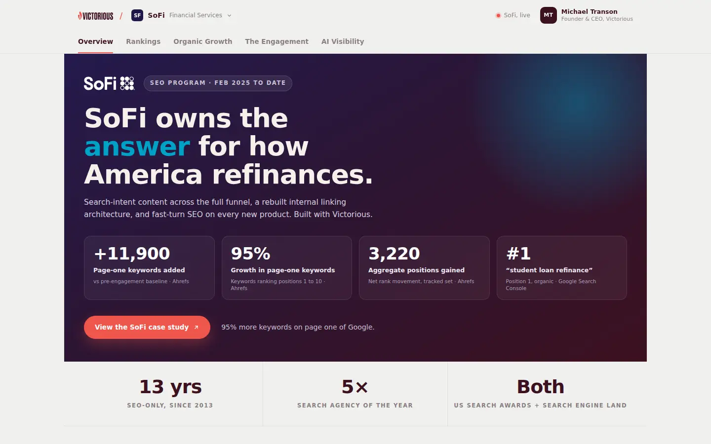 SoFi SEO reporting portal