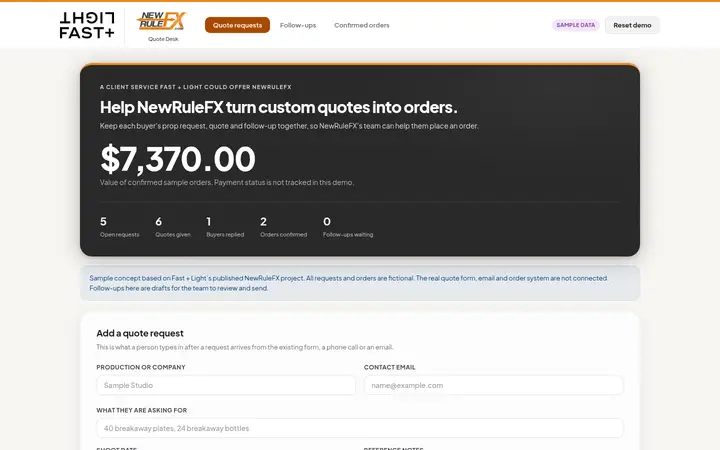 Custom quote follow up