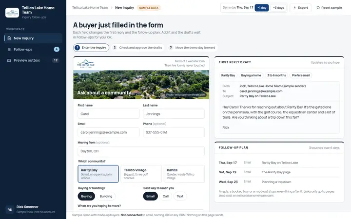 Buyer inquiry follow up desk